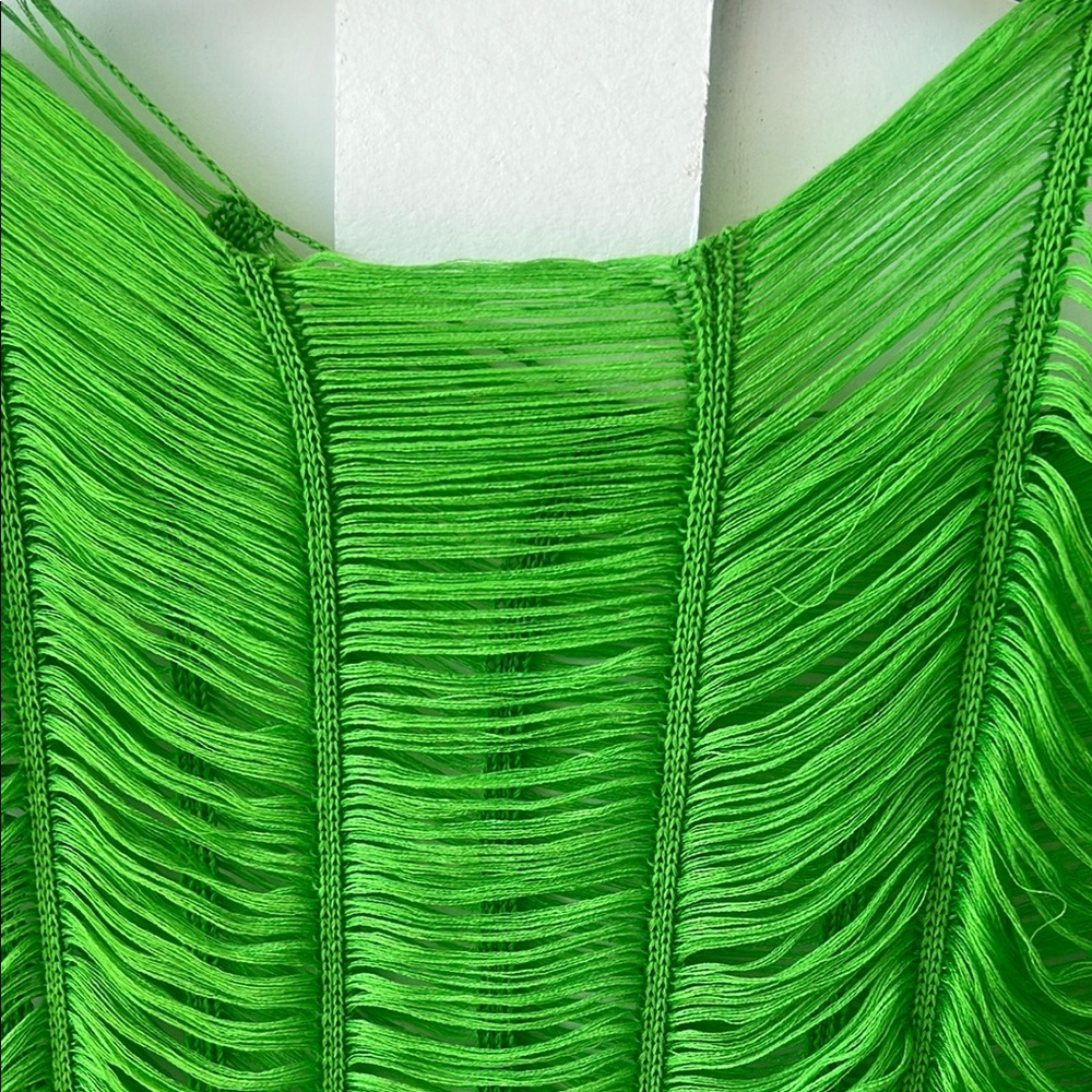 Vibrant Green Fringe Cover-Up - Picture 5 of 6